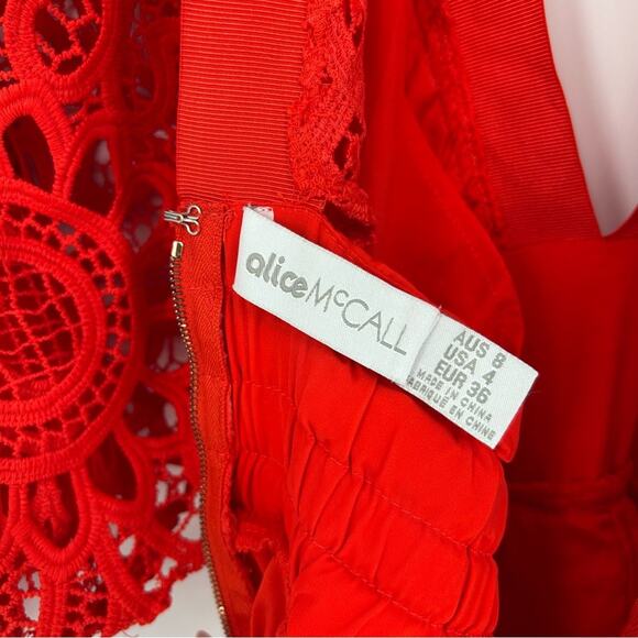 Alice McCall Tomato Red Cold Shoulder Jumpsuit Size 4 - Picture 4 of 5
